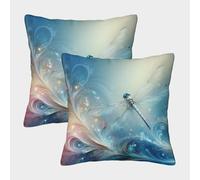 Dragonfly Pillow Cases Set of 2 Cozy Pillowcases Art Cushion Cover with Invisible Zipper Decor for Couch Livingroom 50x50cm