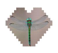 Dragonfly Print Art Brick Puzzle Heart Shaped DIY Building Blocks Set 3D Jigsaw Home Decor 53 Pieces