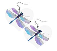 Dragonfly Print Double-Sided Faux Leather Large Dangle Earrings for Women Heart-Shape Lightweight Spring Winter Decorative Earrings for Holiday Concert Party Decor Gifts