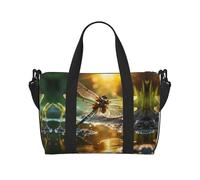 Dragonfly print Gym Bag for Women, Weekender Overnight Bag,Personal Item Bag, shoulder Bag for Women Men, Black, One Size