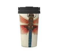 Dragonfly Print Print Insulated Coffee Tumbler, 500ml Leakproof Stainless Steel Travel Mug, Double Walled, Hot & Cold Drinks - Perfect for Commuting, Office, Home