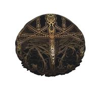 dragonfly Print Shower Cap for Women & Men â€“ Reusable Double-Layer Bath Hair Cap with Elastic Strap L