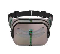 Dragonfly Print Square Double Layer functionality Waist Bag Unisex Crossbody Pack Travel Workout, Black, One Size