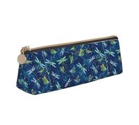 Dragonfly Print Triangle Pencil Pens Case Large-Capacity Stationery Organizer Pouch Office Travel