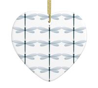 Dragonfly Printed Christmas pendant ceramic heart-shaped ornament perfect for Christmas and parties