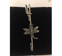 Dragonfly R177 kilt pin Scarf or Brooch pin pewter emblem 3" 7.5 cm Handmade In Sheffield