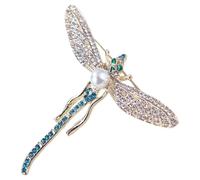 Dragonfly Rhinestone Pearl Alloy Brooch for Women Clothes | Blue Black Colour Options, Elegant Lapel Accessory, for Mother or Aunt, Mother's Day Thanksgiving