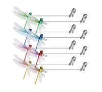 Dragonfly Rod Clip - 8 Pieces Fake Dragonfly Insert, Realistic Colorful Garden Stakes | Fly Scare Devices For Indoor Outdoor Yard Lawn | Decorative Garden Clips For Plants Flowers Home | Outdoor Decor