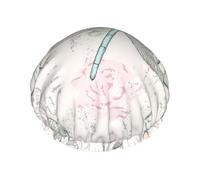 Dragonfly Shabby Chic Roses Worn Old Vintage Floral,Shower Cap Nightcap Double Layer Waterproof Elastic Bath Cap Reusable Hair Cap