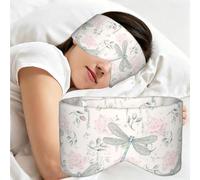 Dragonfly Shabby Chic Roses Worn Old Vintage Floral, Sleep Mask for Home Travel, Full Eye Covers Light Blocking Eye Mask Sleep Eye and Ear Muffs