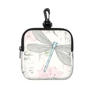 Dragonfly Shabby Chic Roses Worn Old Vintage Floral, Square Zipper Storage Bag, Neoprene Coin Purse, Small Wallets, Change Pouch, Change Purse