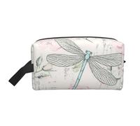 Dragonfly Shabby Chic Roses Worn Old Vintage FloralLarge Capacity Cosmetic Organizer，Travel Makeup Bag for Women