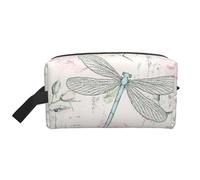 Dragonfly Shabby Chic Roses Worn Old Vintage FloralMakeup Trave Bag for Women,Cosmetic Large Capacity Organizer