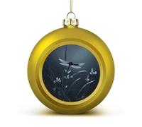 Dragonfly Silhouette Christmas Ball Ornaments 1.6 Inch Golden Shatterproof Plastic Decorative Hanging Ornaments Festive Baubles Decorations Xmas Ornament for Tree Holiday Party Home Decor