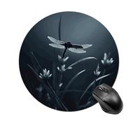 Dragonfly Silhouette Mouse Pad, 7.8 Inch Portable Round Mouse Mat with Non-Slip Rubber Base & Smooth Surface, Waterproof Mousepad for Gaming Office & Home