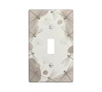 Dragonfly Single Light Switch Cover Plate, Nature Minimalistic Flower Stone Spring Beige Plastic Standard Size Toggle Light Switch Cover for New Apartment Home Bedroom Office Decor (Single)