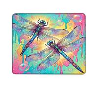 Dragonfly Small Mouse Pad, Vibrant Playful Bubbles Colorful Drips Summer Turquoise Square Rubber Smooth Portable Mini Desk Mousepad Desk Decor for Office Home Dorm Laptop Square 8x10 Inch