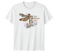 Dragonfly Smile Often Think Positively Give Thanks Laugh Loudly Love Others Dream Big Positive Affirmations Inspirational Graphic Tee Mens Womens Unisex T Shirt Gift 2XL White