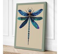 Dragonfly Study Botanical Canvas Wall Art Print 36x24 Inch (91 x 61 cm)
