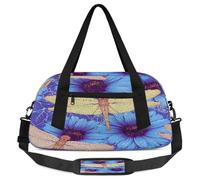 Dragonfly Sunflower Kids Overnight Duffle Bags for Girls Boys, Sunflower Lightweight Sports Gym Bag for Kids,Small Overnight Weekender Carry on Travel Bags Dance Bag, Dragonfly Sunflower, 18.5L x 7.8W