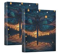 Dragonfly Sunset 3 Ring Binders 1.5 Inch Clear View Three Ring Binders Versatile Binder Fits 200 Sheets 2 Pack