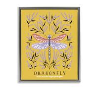 'Dragonfly Symmetry on Yellow'| Floating Frame Canvas Art