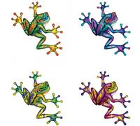 Dragonfly-Themed Metal Wall Art Set Four Pieces Rustproof Iron Lightweight Hand-Painted Colorful Garden Decor Waterproof Outdoor for SCULPTURE Mount Backyard Porch Fence Sunroom Ac(F)
