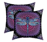Dragonfly Throw Pillow Cover 24"x24" Exotic Tribal Style Mandala Flower Pattern Accent Pillow Cover for Kids Boys Girls Modern Geometric Pillowcase for Office Home Decor,Pack of 2