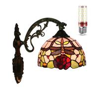 Dragonfly Tiffany Style Wall Sconce E27 Wall Lamp for Bedroom Living Room Dining Hallway Indoor Wall Lighting Fixtures