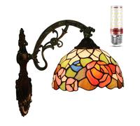 Dragonfly Tiffany Style Wall Sconce E27 Wall Lamp for Bedroom Living Room Dining Hallway Indoor Wall Lighting Fixtures