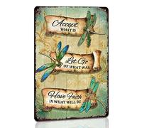 Dragonfly Tin Sign Retro Accept What Is Metal Signs Vintage Dragonfly Wall Art Outdoor Garden Decor Dragonfly Gifts For Women Bathroom Sign Home Decoration Let Go Of What Was Have Faith In What Will