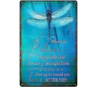 Dragonfly Tin Signs Metal Sign Hanging Dragonfly Garden Tin Signs Vintage Home Wall Decor Welcome Plaque Housewarming Gift for Indoor Outdoor Farmhouse Yard Home Wall Decorative 8x12 Inch