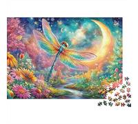 Dragonfly Under A Crescent Moon 1000-Piece Jigsaw Puzzle Dragonfly Motif Brain Training for Adults & Kids 38x26cm/1000pcs