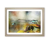 Dragonfly Vol.3 Painting Framed Print | A2 Oak Framed Wall Art | Ready to Hang | Modern Animal Picture | Living Room Bedroom Lounge Office