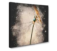 Dragonfly Vol.4 Paint Splash Canvas Print | Gallery Wrapped 30mm Frame Wall Art | 14x14 inches | Ready to Hang | Modern Animals Picture | Living Room Bedroom Lounge Office
