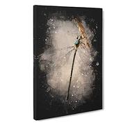 Dragonfly Vol.4 Paint Splash Canvas Print | Gallery Wrapped 30mm Frame Wall Art | 30x20 inches | Ready to Hang | Modern Animals Picture | Living Room Bedroom Lounge Office