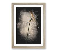 Dragonfly Vol.4 Paint Splash Framed Print | A2 Oak Framed Wall Art | Ready to Hang | Modern Animal Picture | Living Room Bedroom Lounge Office