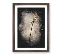 Dragonfly Vol.4 Paint Splash Framed Print | A2 Walnut Framed Wall Art | Ready to Hang | Modern Animal Picture | Living Room Bedroom Lounge Office