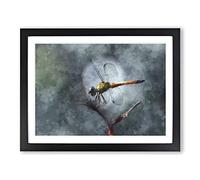 Dragonfly Vol.5 Painting Modern Art Framed Print | A2 Black Framed Wall Art | Ready to Hang | Modern Animal Picture | Living Room Bedroom Lounge Office