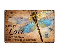Dragonfly Wall Decor Sign Those We Love Don't Go Away Vintage Metal Tin Sign for Home Cafe Bar She Shed Garden Wall Decoration 8 x 12 Inch