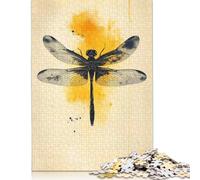 Dragonfly Watercolor Art Puzzle Rectangular Paper Board 100 Percent Recycled Cardboard Jigsaw Puzzle for Adult Children Easter Gifts 500pcs (52x38cm)