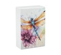 Dragonfly Watercolor Painting Cigarette Case Anti-Squeezing Waterproof Cigarette Packing Box with Lightweight Pocket Cigarette Storage Case for Men Women Gifts