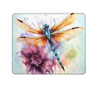 Dragonfly Watercolor Painting Mouse Pad with Anti-fray Stitching, Waterproof Gaming Mouse Mat for Women Men Non-Slip Rubber Base Computer Mousepad for Laptop Office Desk Accessories 7 x 8.6 in
