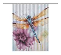 Dragonfly Watercolor Painting Shower Curtains for Bathroom Lightweight Waterproof Washable Fabric Shower Curtains Boho Shower Curtain Modern Farmhouse Extra Long Bath Curtain Set with 12 Hooks 55x72In