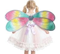 Dragonfly Wings - Elastic Reusable Cosplay Costume Lightweight | Transparent Design Fairy Costume Wings for Women and Girls with Adjustable Straps, Mesh Material | For