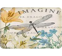 Dragonfly with Daffodil Flowers Bloom Floral Retro Welcome Mat Porch Funny Doormat Home Decor Bath Doormat Indoor Door Rug Non Slip Rugs for Entryway Patio Kitchen Decoration_20 x 32 Inches