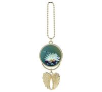 Dragonfly with Water Lily Car Hanging Ornament Rear View Mirror Pendant Lucky Presents Hanging Ornament Funny Car Pendant for Office Auto Home Decoration Golden-style