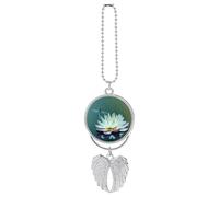 Dragonfly with Water Lily Car Hanging Ornament Rear View Mirror Pendant Lucky Presents Hanging Ornament Funny Car Pendant for Office Auto Home Decoration Silver-style