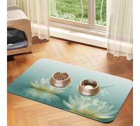 Dragonfly With Water Lily Print Pet Feeding Mat For Dogs & Cats Absorbent Waterproof Dog Food Mat Non-Slip Pet Bowl Placemat Quick Dry Floor Protector Leather Tablecloth