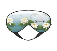 Dragonfly with Water Lily Print Satin Sleep Mask & Eye Mask | Deep Dream Sleep Masks for Women & Men | Soft Sleeping Eye Mask to Nourish Skin